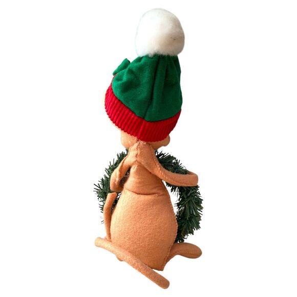 Annalee 2015 Holly Berry Mouse Elf Christmas Decor ~11” Wreath Red Hat Plush - Picture 5 of 8